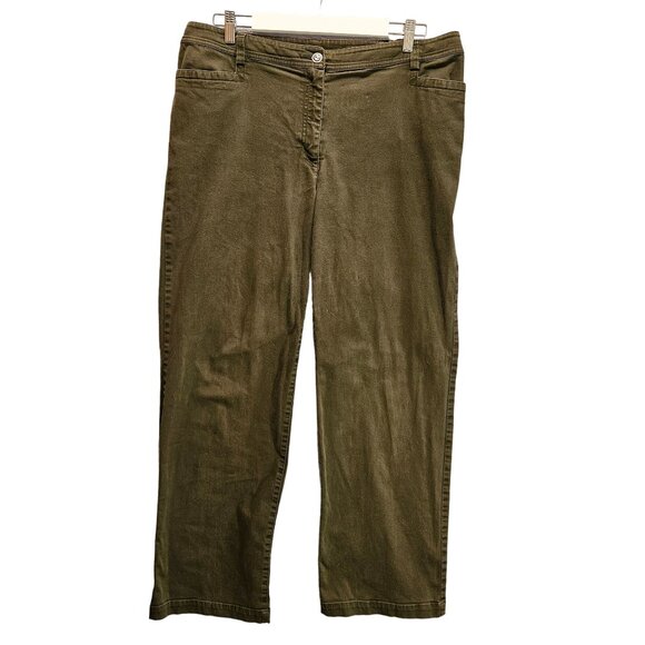 Additions by Chico's Brown Pants Womens Waist 36 Inseam Rise Side Elastic Slacks - Picture 1 of 12